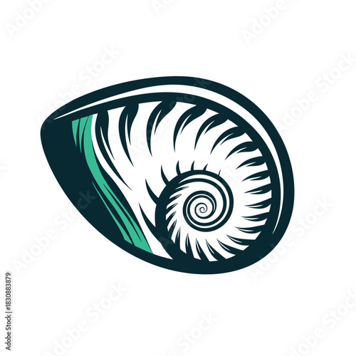 Abstract Nautilus Shell Illustration Vector Icon Set of Various Transportation Vehicles