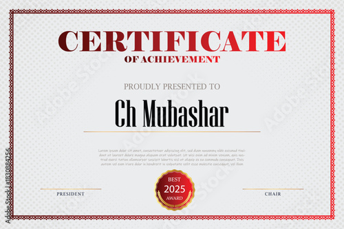 Professional certificate of achievement template