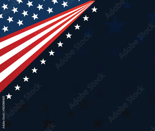 Abstract Patriotic Red, White, and Blue Star Stripes on Dark Background