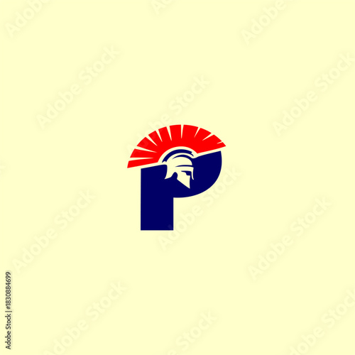 A bold Spartan helmet letter logo featuring a warrior head shaped into an alphabet form with sharp lines, strong identity, and modern vector style for branding and sports design.