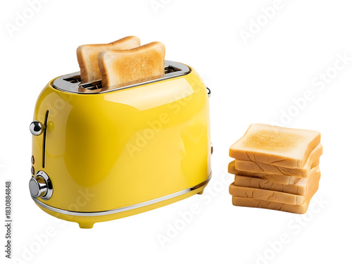 Bright yellow toaster with perfectly toasted bread slices