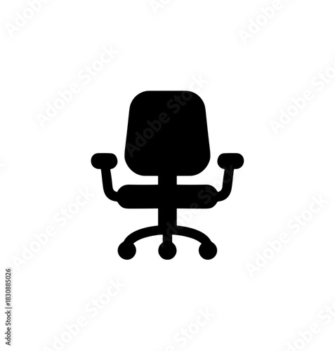 Simple Silhouette Swivel Office Chair Interior Furniture Icon