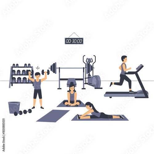 Indoor Workout Scene with Multiple Participants