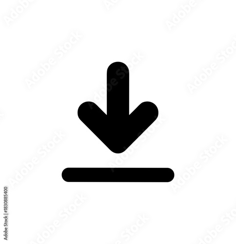 Simple Bold Arrow Sign Icon Pointing Downwards Download Symbol Element