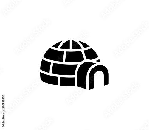 Simple Flat Igloo Symbol Arctic Shelter Solid Shape Winter Icon