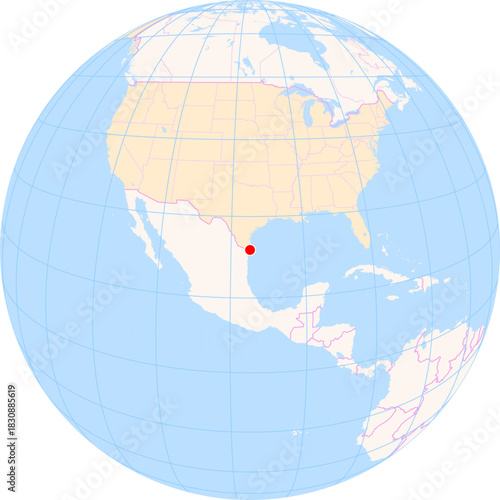 Location Map of Brownsville - South Padre Island Int. Airport (Brownsville, Texas, United States). IATA-code: BRO. No labels at all.
