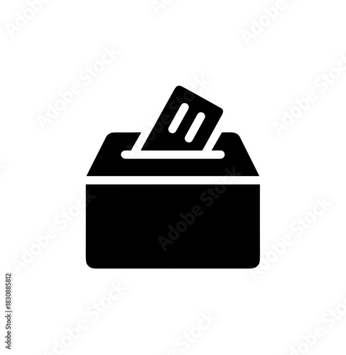Solid Simple Style Ballot Box Symbol with Paper Illustration Icon