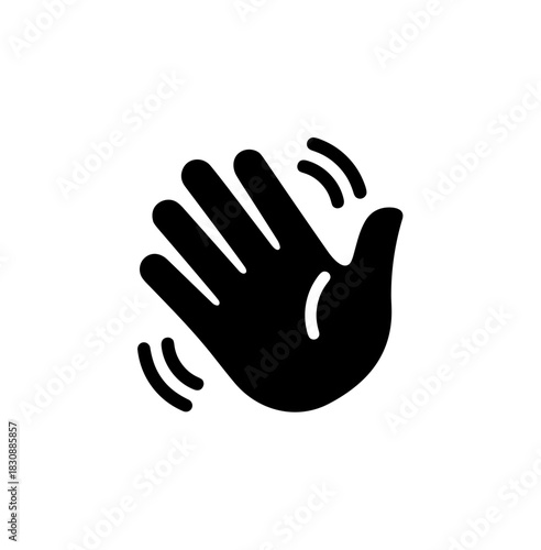 Simple Isolated Hand Wave Gesture Glyph Sign Communication Symbol