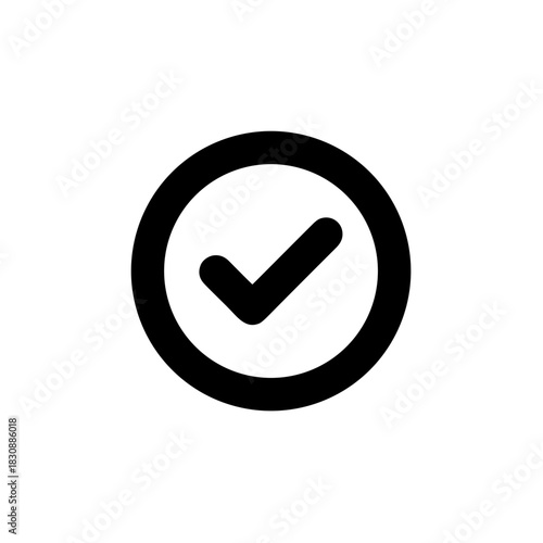 Simple Outline Circle Check Mark Sign Shape Icon Design Element