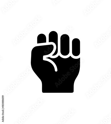 Bold Silhouette Raised Fist Symbol of Protest and Resistance Icon