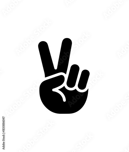 Simple Flat Black and White Peace Hand Gesture Sign Icon Symbol