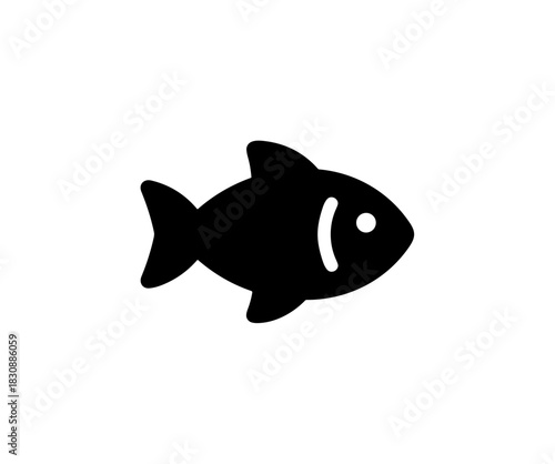 Minimalist Silhouette Aquatic Fish Icon Symbol Illustration Isolated on White Background