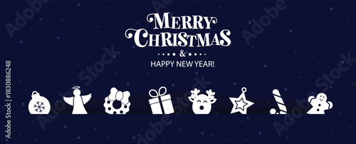 Cute Christmas ions on a editable  background. Christmas background, banner ,or card.