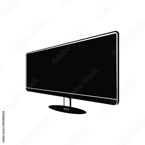 Ultra Wide Desktop Monitor Screen Mockup Vector, Modern Ultra Widescreen Monitor Display Vector Illustration, Desktop Widescreen Technology Device Vector Illustration
