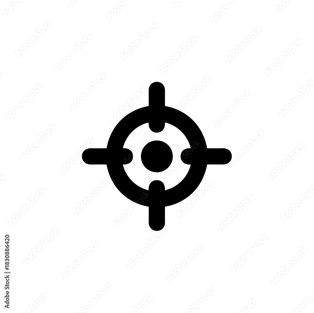 Obraz premium Simple Bold Target Focus Point Black and White Shape Icon