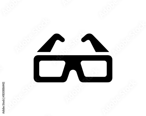 Simple Flat Design 3D Glasses Eye Protection Entertainment Symbol Icon