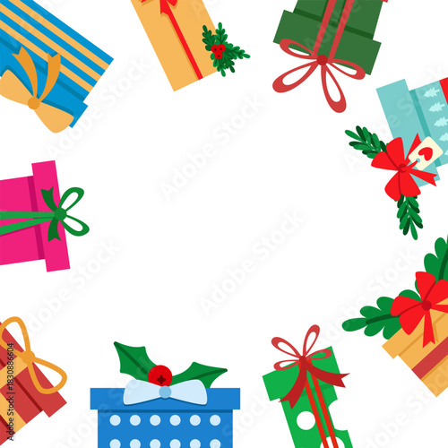 Christmas Gift Frame Border Holiday Decorative Layout