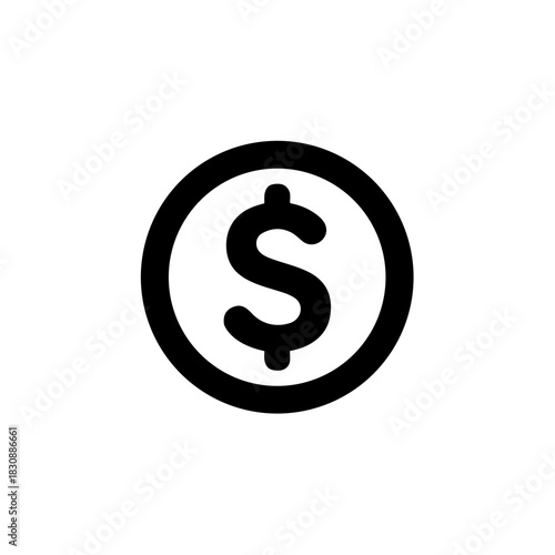 Minimalist Bold Style Dollar Symbol Currency Financial Money Icon