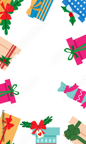 Vertical Christmas Gift Border frame Holiday 