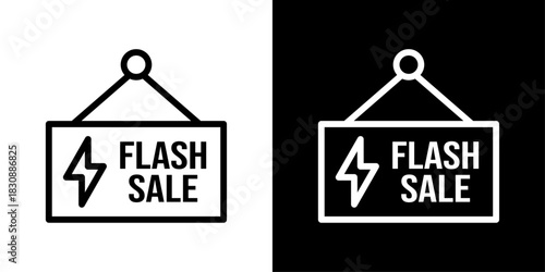 Minimal flash sale icon with a bold lightning symbol, perfect for highlighting urgent deals, quick discounts, limited-time offers, fast promotions, and modern e-commerce sale banners.