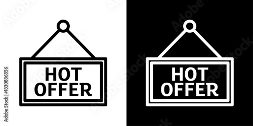 Minimal hot offer icon with a bold clean outline, ideal for sales promotions, discount banners, limited-time deals, marketing campaigns, and modern e-commerce UI designs.