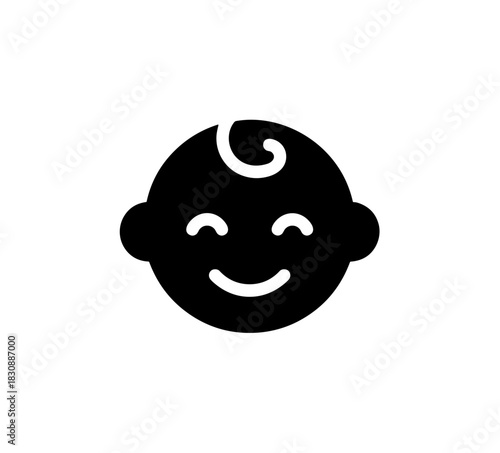 Minimalist Simple Black Baby Face Smile Shape Icon Design