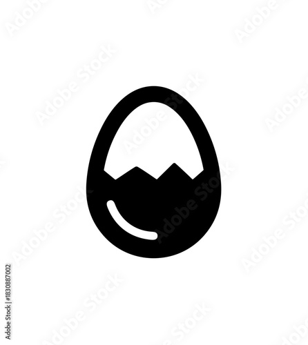 Simple Outline Cracked Egg Shell Minimalist Sign Symbol Icon