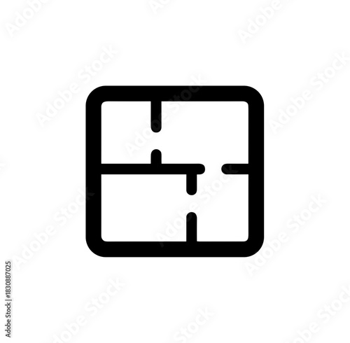 Modern Line Art Square House Plan Architecture Blueprint Icon