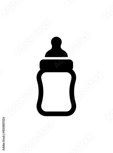 Simple Outlined Baby Bottle Nipple Icon Shape Element Isolated