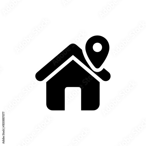 Simple Flat Style House Location Pin Pointer Symbol Element Icon