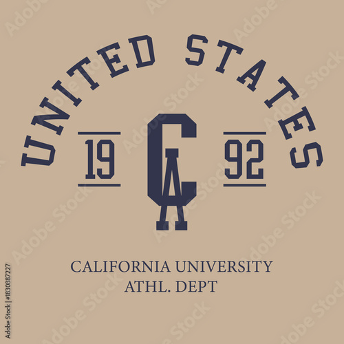 Retro typography university united states state vintage slogan print, 
highlighted grunge texture for graphic t-shirt or sweatshirt hoodie - Vector