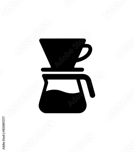 Minimalist Style Isolated Coffee Pour Over Device Line Art Icon