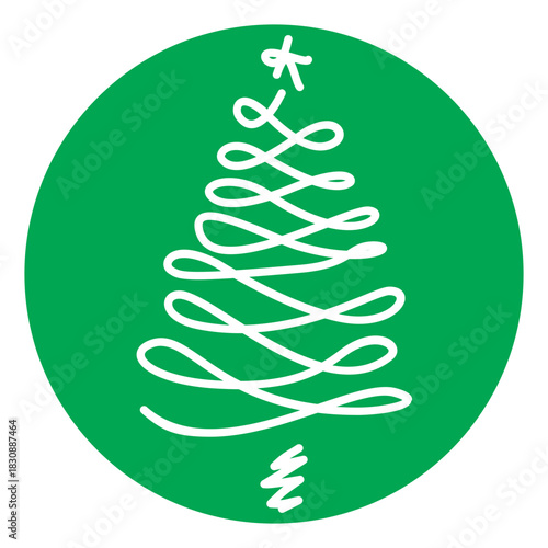 Christmas Tree Illustration on Green Circle