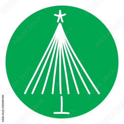Christmas Tree Illustration on Green Circle