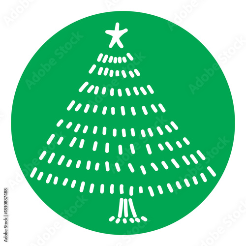 Christmas Tree Illustration on Green Circle
