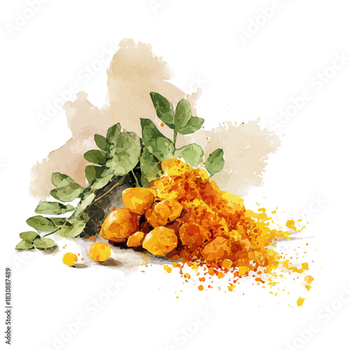Curry, watercolor vector, isolated on a white background.