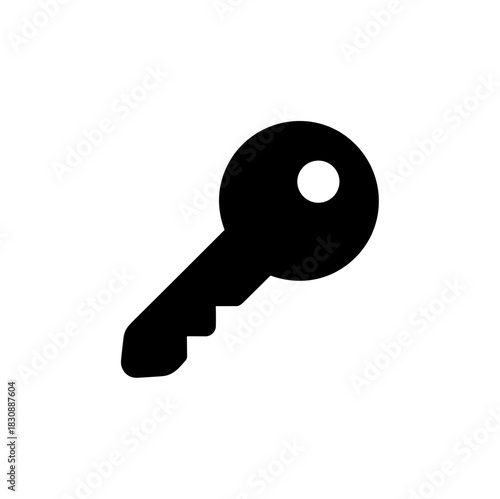 Simple Solid Black Key Silhouette Shape Icon Security