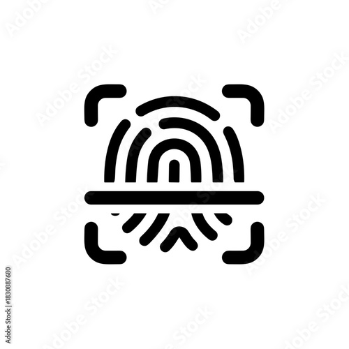 Simple Outline Fingerprint Scanning System Symbol and Security Technology Icon