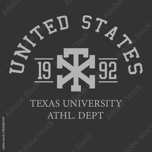 Retro typography university united states state vintage slogan print, 
highlighted grunge texture for graphic t-shirt or sweatshirt hoodie - Vector