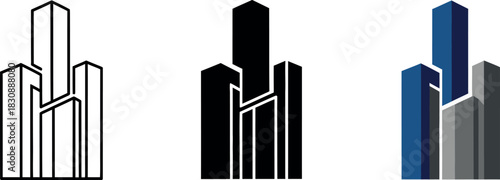 Skyscrapers vector icon modern city building illustration isolated on white background