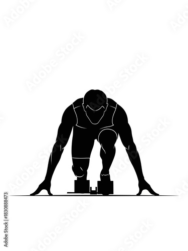 the silhouette of a man at the starting line of a race