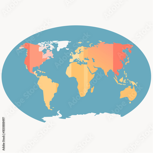 World Map Showing Time Zones With Color Gradient From North America To Asia