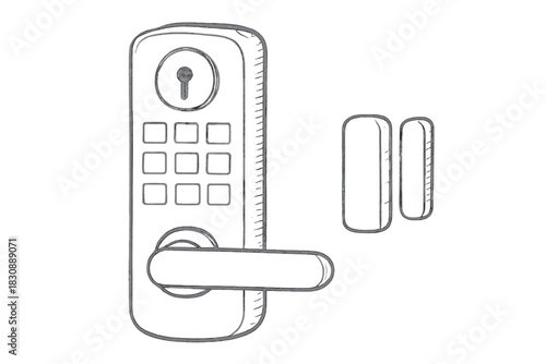 Modern smart door lock system with keypad and handle security technology
