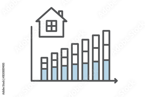 Real estate market growth chart showing increasing property values and investment returns