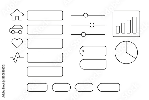 Minimalist user interface elements and icons set for web and mobile app design
