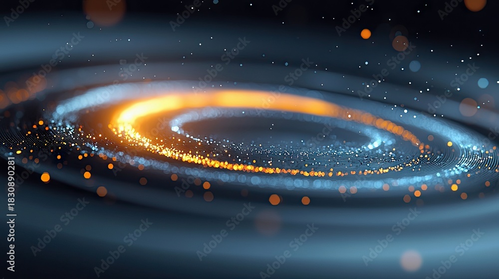 Obraz premium An abstract image of a data spiral with glowing particles, representing a futuristic concept.