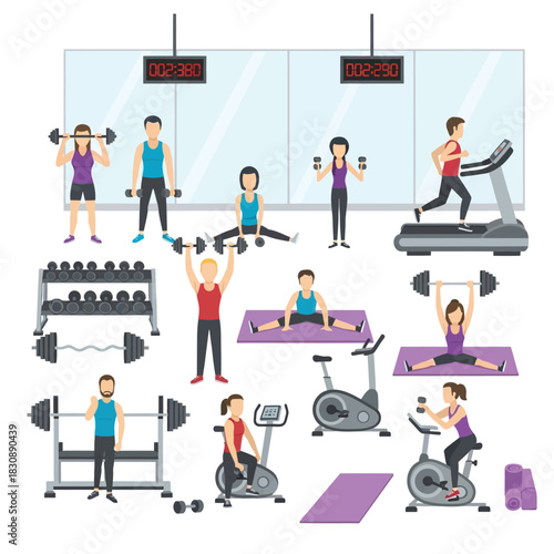 Indoor Fitness Training with Multiple Equipment