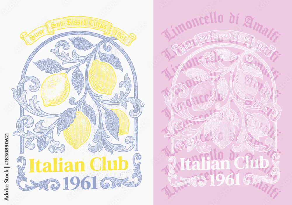 Fototapeta premium lemon print design in vector graphics. hand drawing vintage ilustration. lemon t-shirt design.