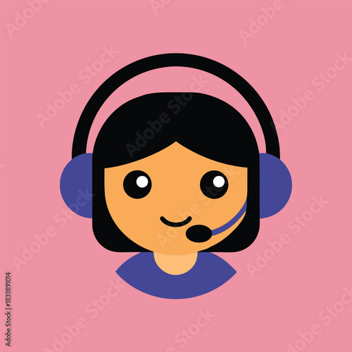 Customer support agent with headset providing assistance and service