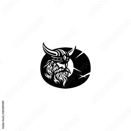 A fierce Viking head letter logo featuring a bold Nordic warrior shaped into an alphabet form, crafted with strong lines, modern style, and powerful identity for branding needs.